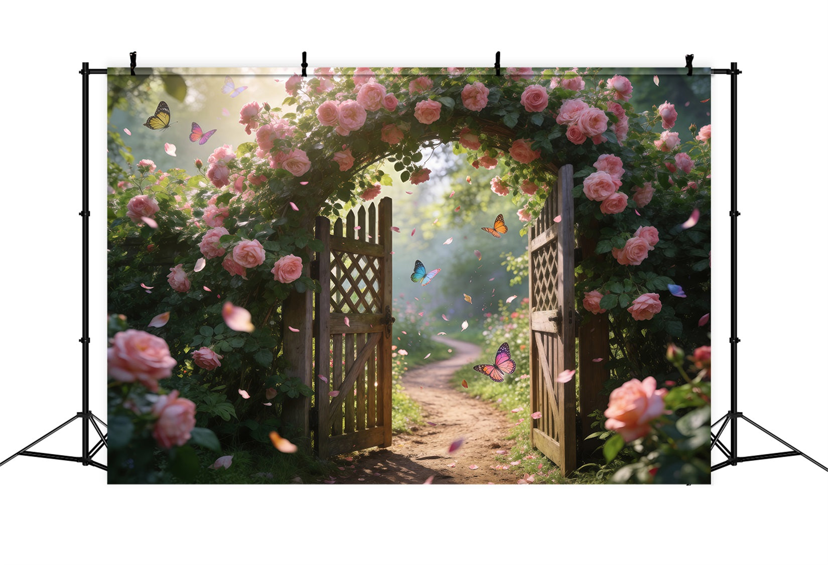 Butterfly Backdrops Pink Rose Gate Flower Path Spring Backdrop Photography UK RR62-22