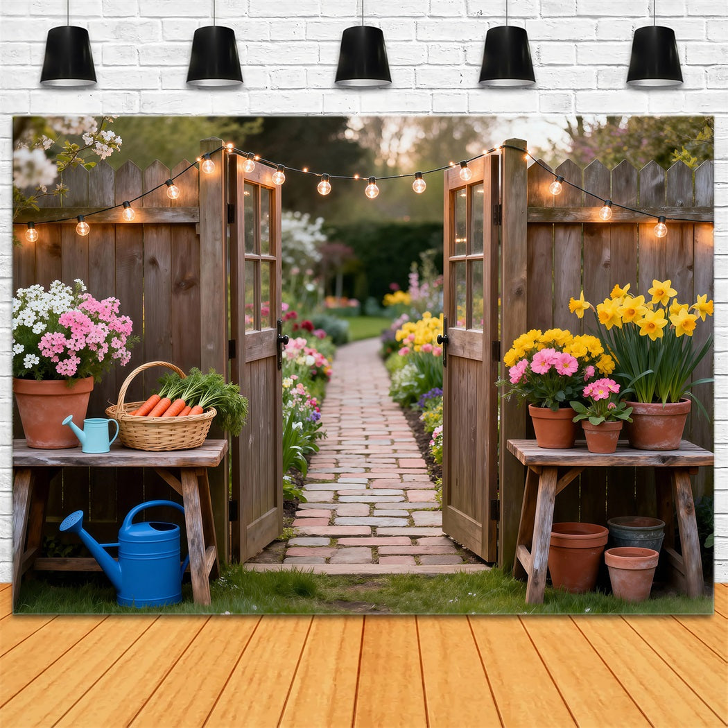 Spring Barn Backdrop String Light Garden Entry Floral Garden Backdrop UK RR62-30