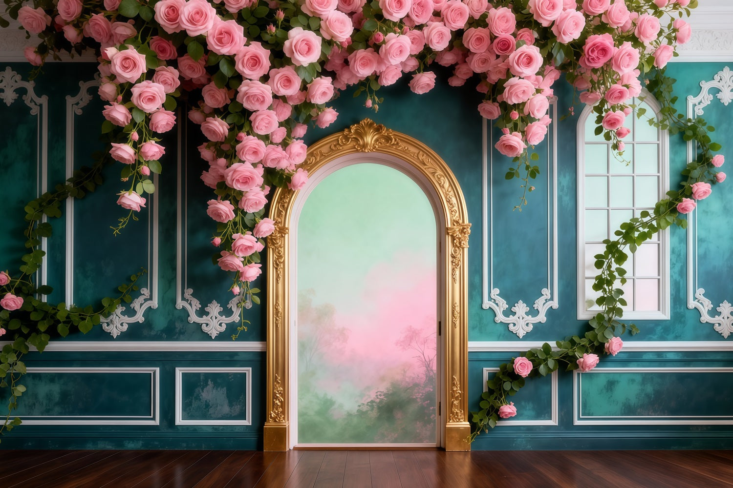 Hanging Vine Backdrop Rose Draped Palace Retro Wall Spring Photography Backdrops UK RR62-43