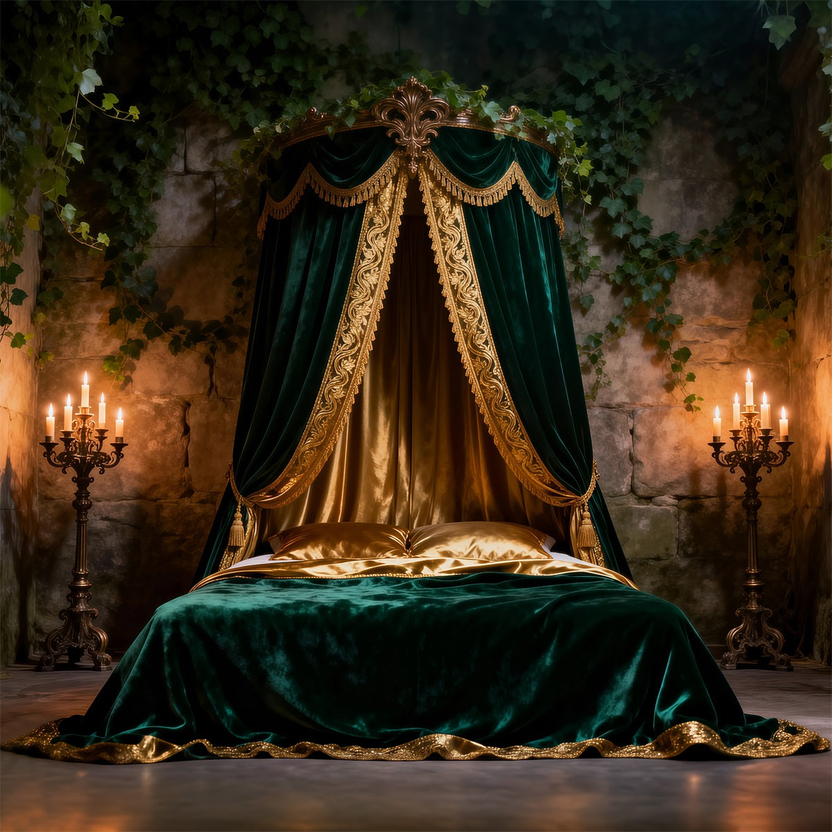 Backdrops for Boudoir Emerald Velvet Canopy Romance Headboard Backdrop Photography UK RR62-58