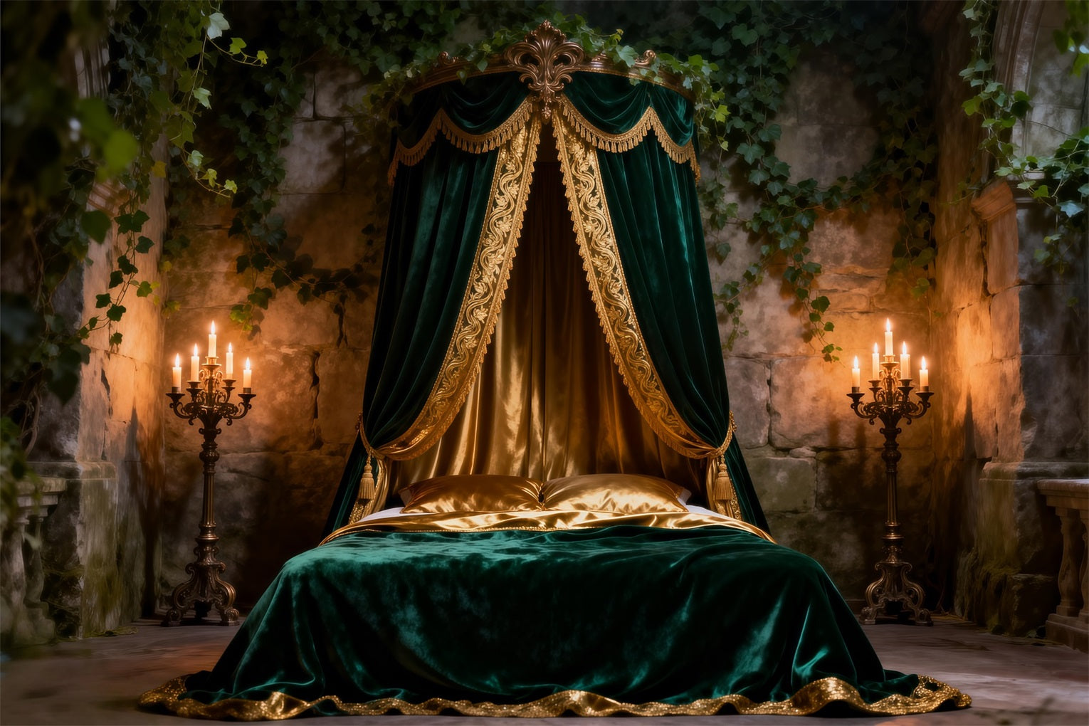 Backdrops for Boudoir Emerald Velvet Canopy Romance Headboard Backdrop Photography UK RR62-58