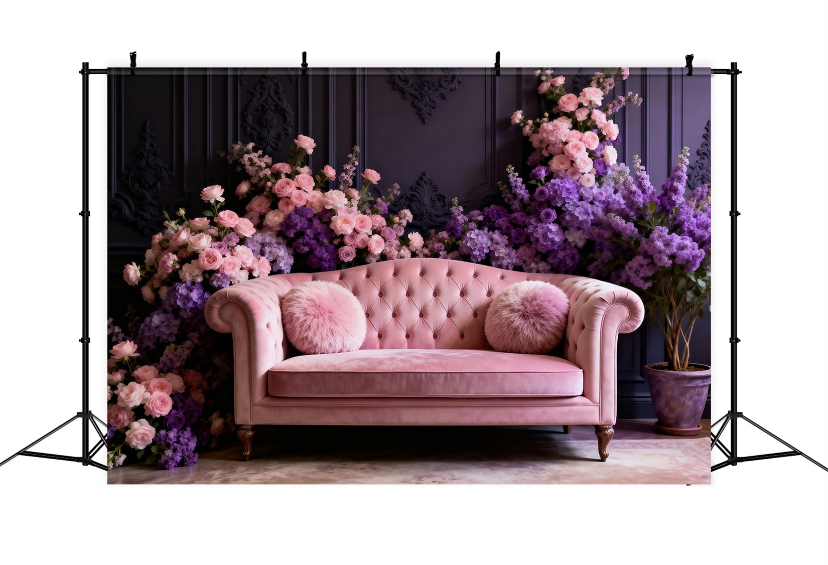 Backdrops For Boudoir Photography Blush Velvet Floral Sofa Vintage Backdrop UK RR62-63