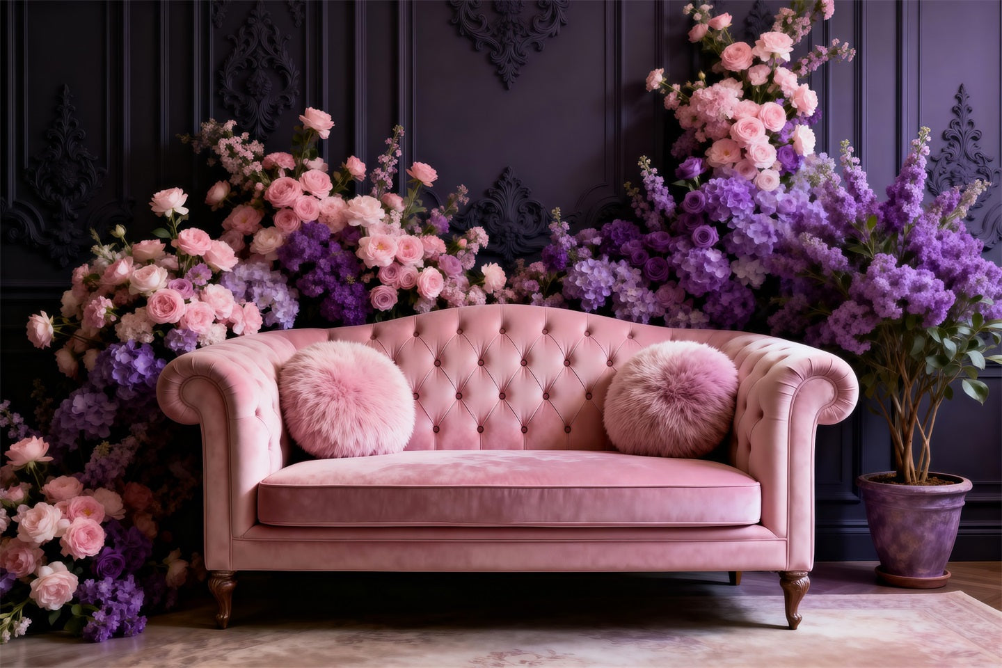 Backdrops For Boudoir Photography Blush Velvet Floral Sofa Vintage Backdrop UK RR62-63