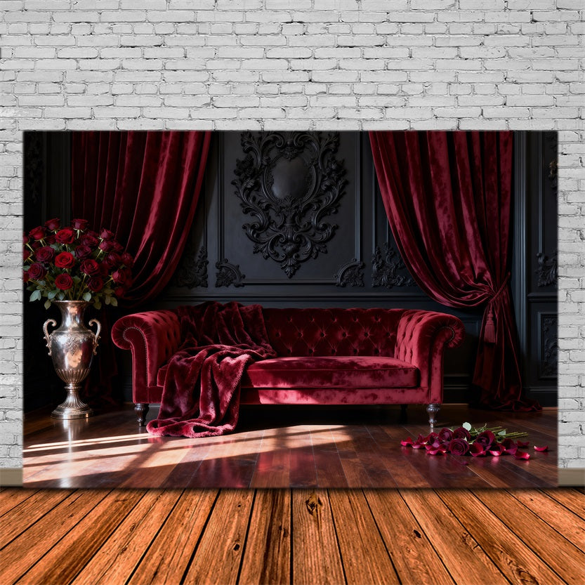 Boudoir Photography Backdrops Crimson Velvet Rose Salon Retro Photo Backdrop UK RR62-65