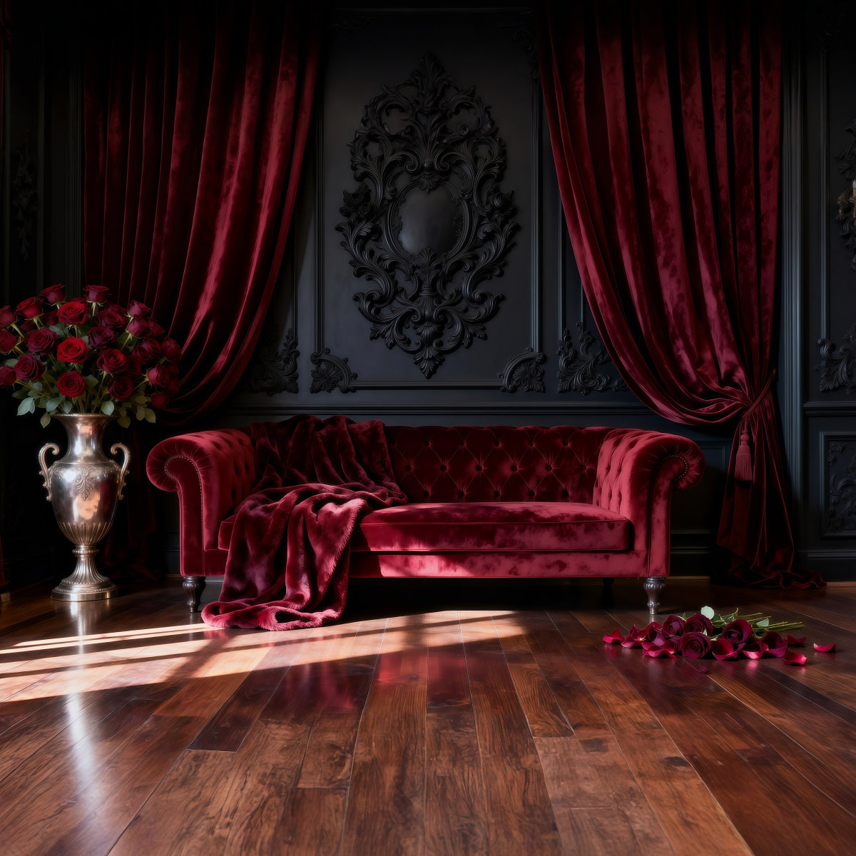 Boudoir Photography Backdrops Crimson Velvet Rose Salon Retro Photo Backdrop UK RR62-65