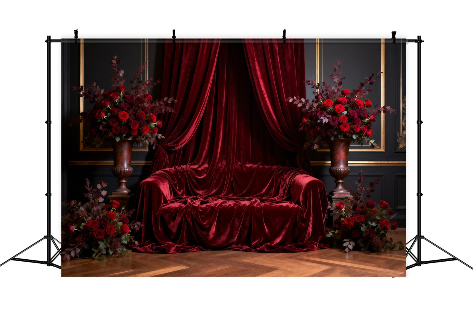 Backdrops for Boudoir Royal Red Draped Throne Classic Photo Backdrop UK RR62-66