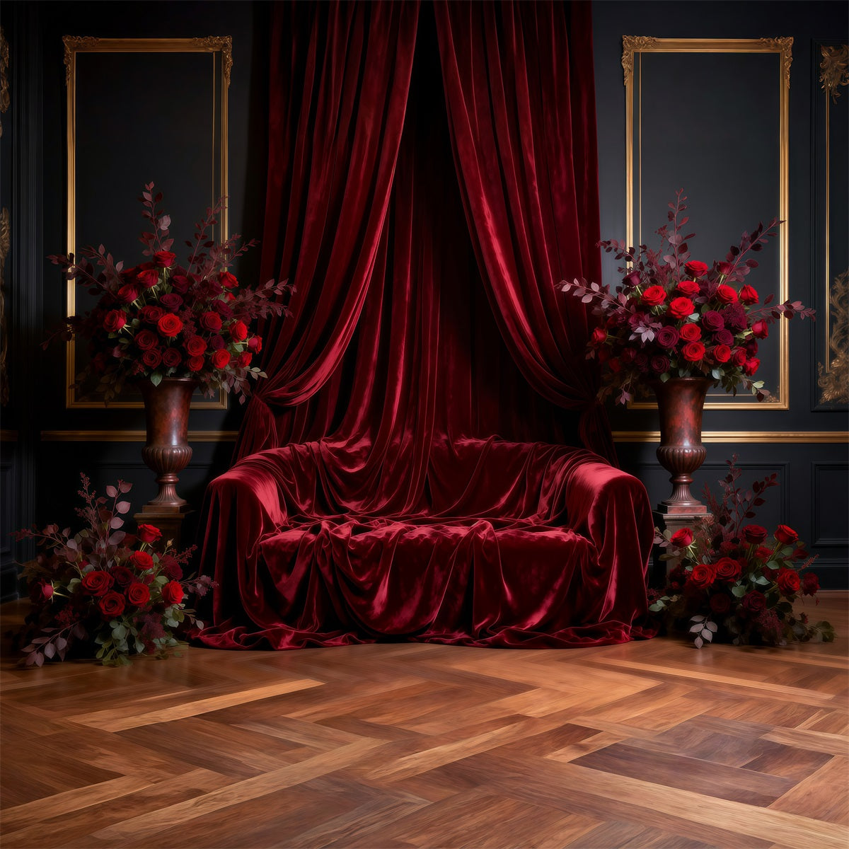 Backdrops for Boudoir Royal Red Draped Throne Classic Photo Backdrop UK RR62-66