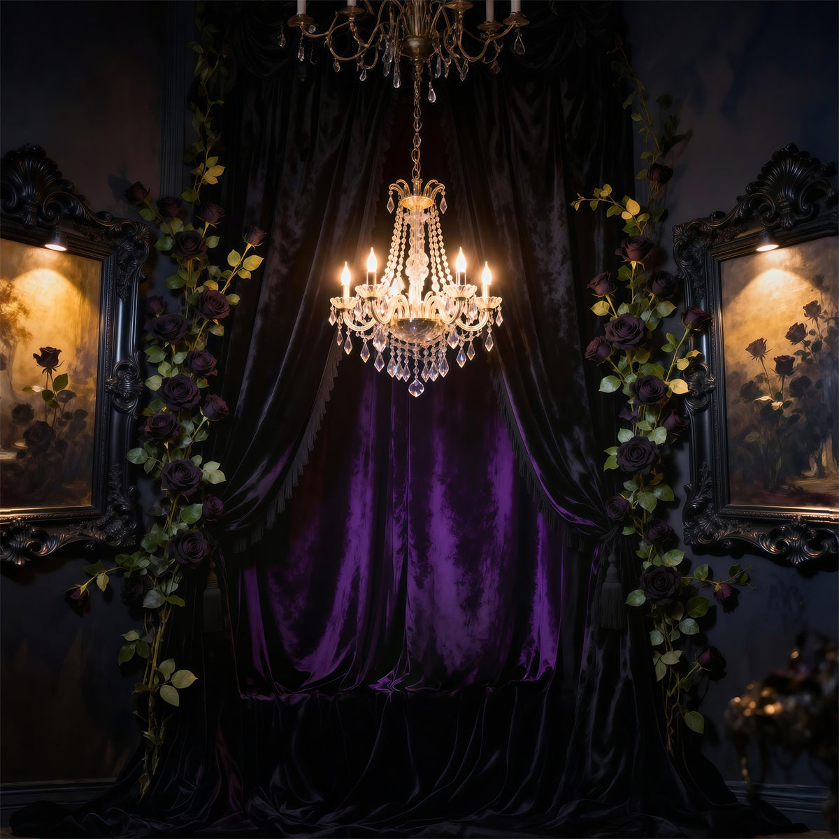 Boudoir Backdrop Ideas Dark Romance Crystal Curtain Antique Photo Backdrop UK RR62-70