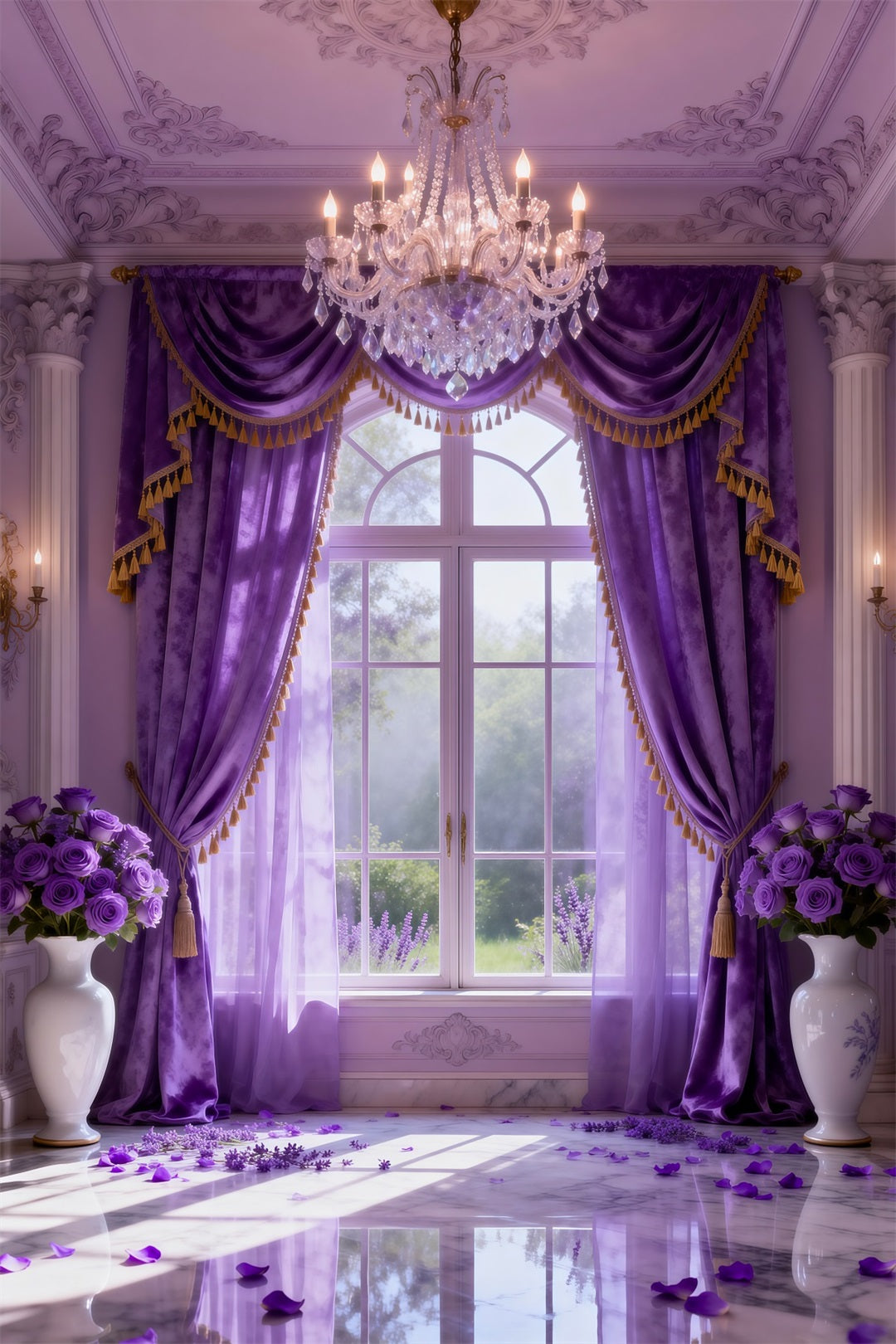 Boudoir Photo Backdrops Lavender Crystal Draped Window Vintage Backdrop UK RR62-72