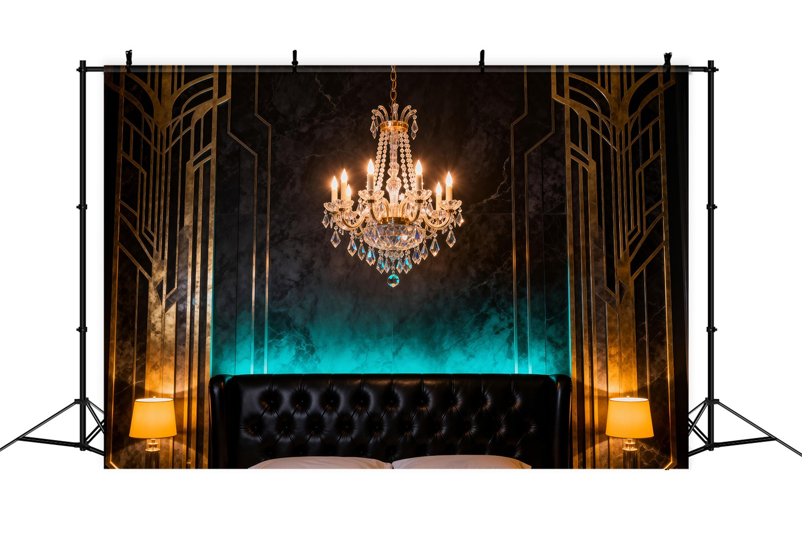 Boudoir Headboard Backdrop Art Emerald Chandelier Bedroom Classic Photo Backdrop UK RR62-74