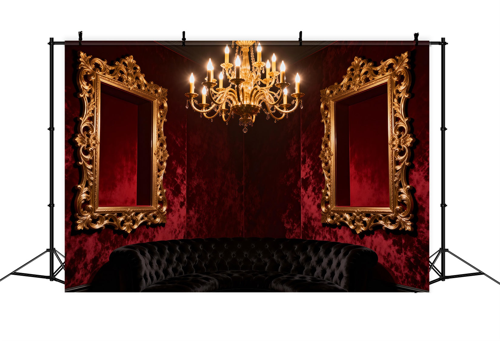 Boudoir Backdrops Crimson Velvet Gilded Mirror Lounge Antique Photography Backdrops UK RR62-75