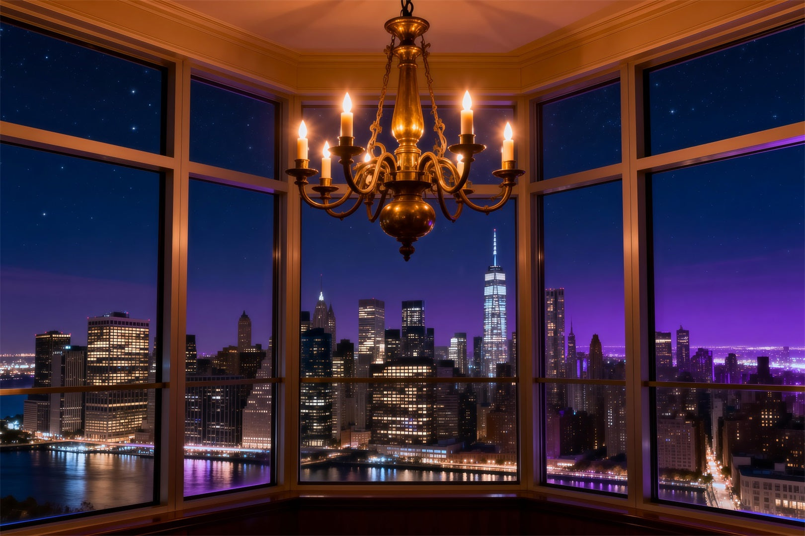 Boudoir Backdrops Midnight Skyline Candle Chandelier Boudoir Backdrop Ideas UK RR62-81