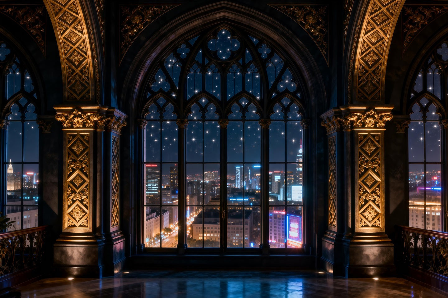 Boudoir Backdrops Gothic Citylight Cathedral Window Backdrops for Boudoir UK RR62-83