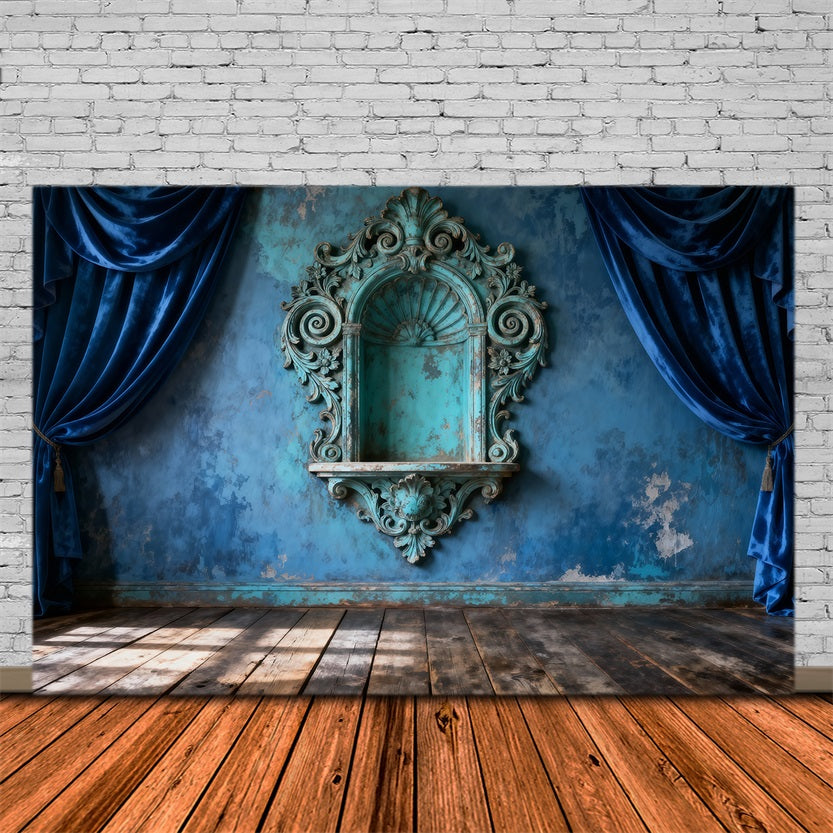 Backdrops For Boudoir Photography Antique Teal Baroque Wall Drapery Antique Backdrop UK RR62-87