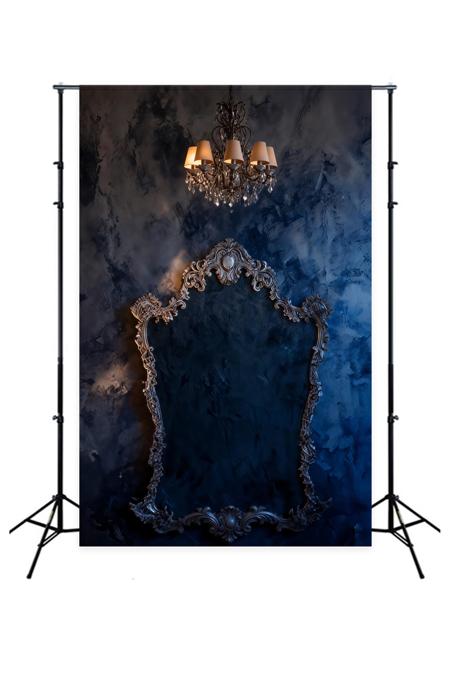 Boudoir Photo Backdrops Midnight Marble Gilded Chandelier Frame Retro Photo Backdrop UK RR62-88