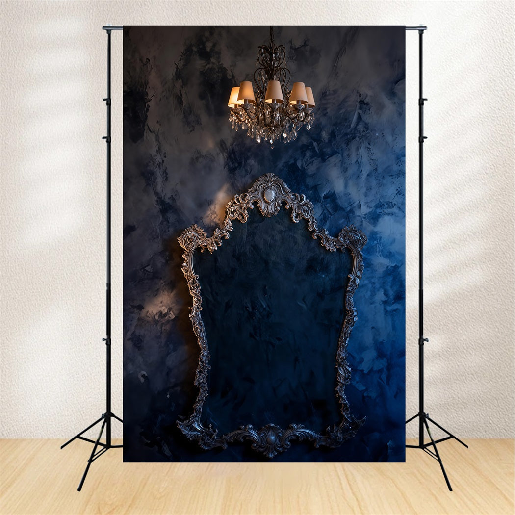 Boudoir Photo Backdrops Midnight Marble Gilded Chandelier Frame Retro Photo Backdrop UK RR62-88