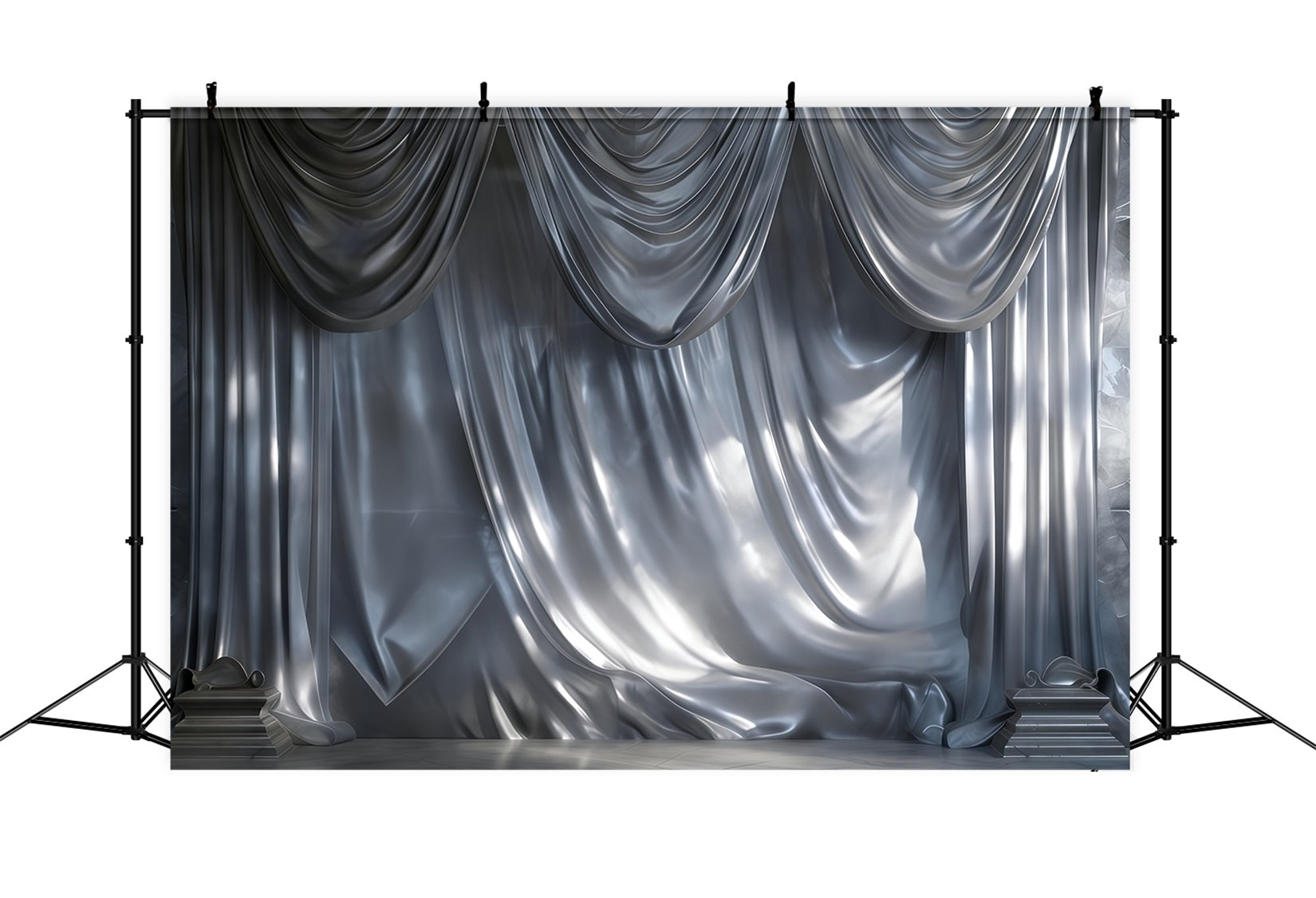 Boudoir Backdrop Ideas Silver Satin Cascading Drapery Retro Photo Backdrop UK RR62-94
