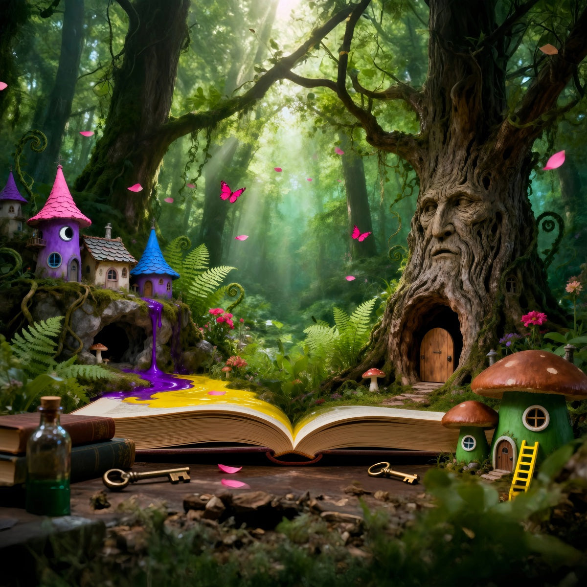 Forest Backdrop Photography Enchanted Tree House Magic Book Forest Backdrop For Photography UK RR63-127