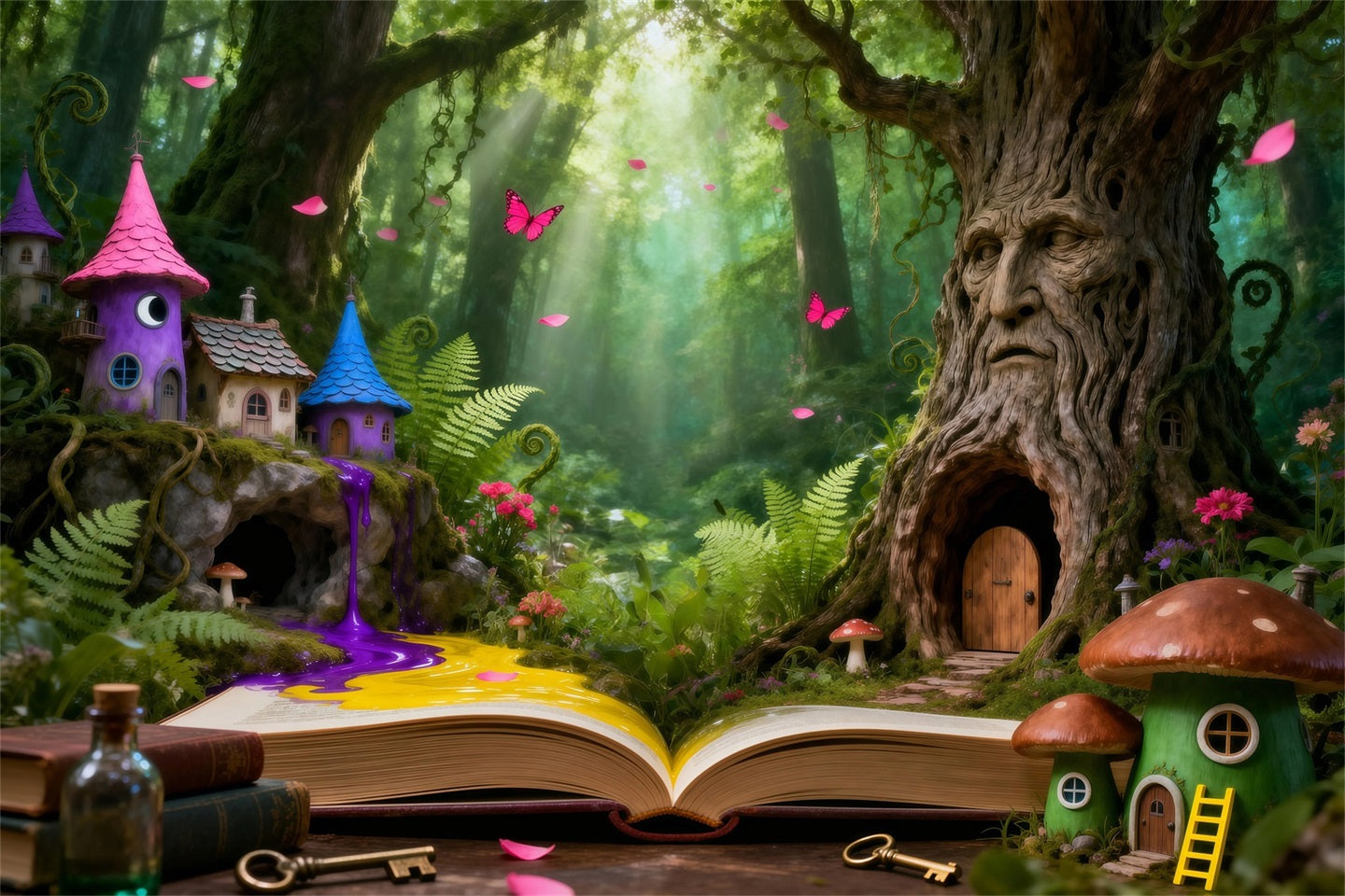 Forest Backdrop Photography Enchanted Tree House Magic Book Forest Backdrop For Photography UK RR63-127