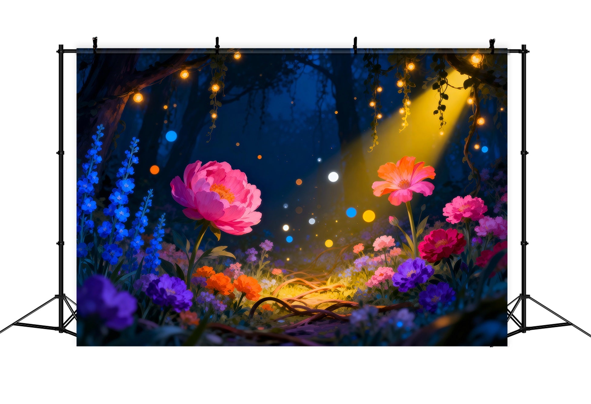 Woodland Forest Backdrop Glowing Wildflower Garden Dream Light Scary Forest Backdrop UK RR63-142