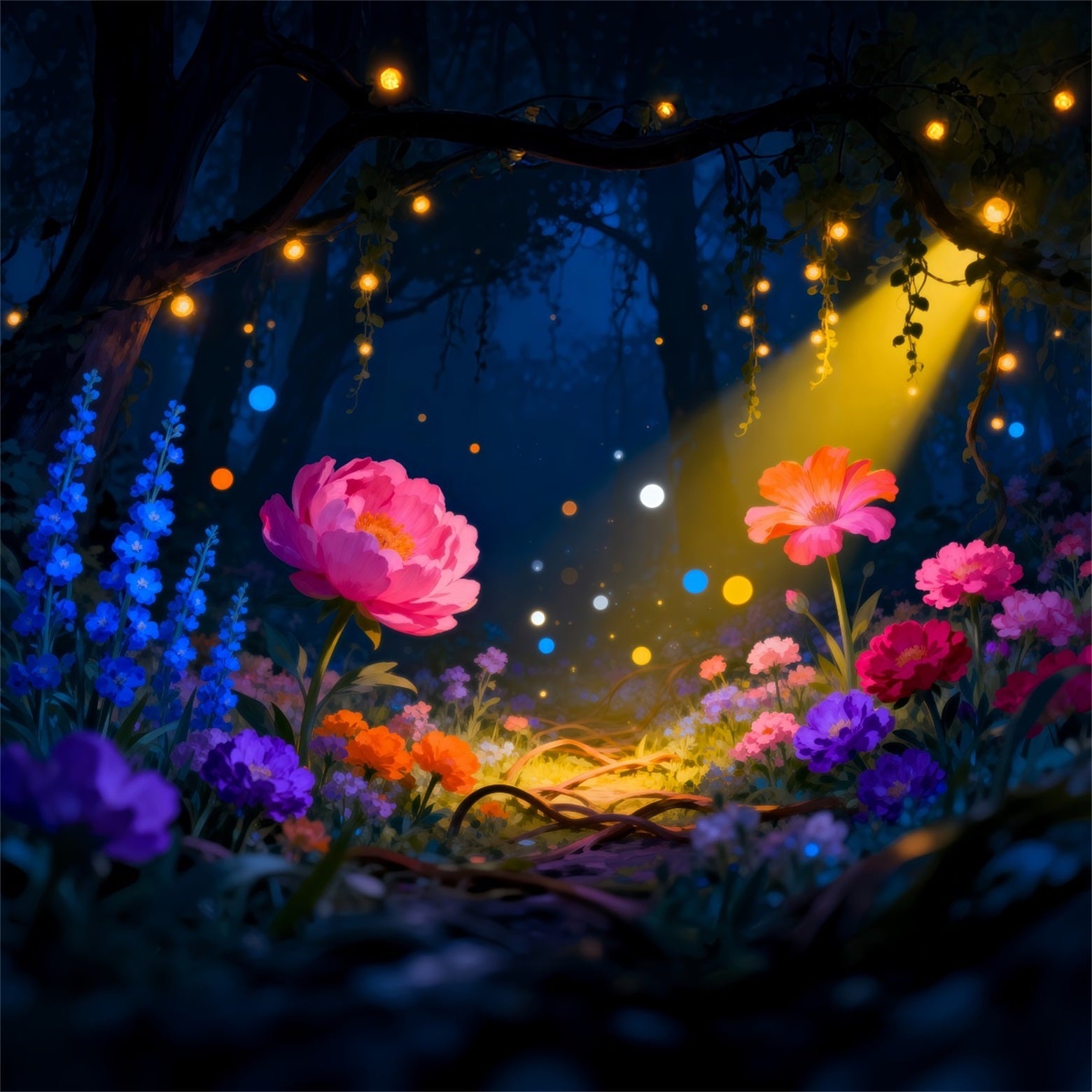 Woodland Forest Backdrop Glowing Wildflower Garden Dream Light Scary Forest Backdrop UK RR63-142