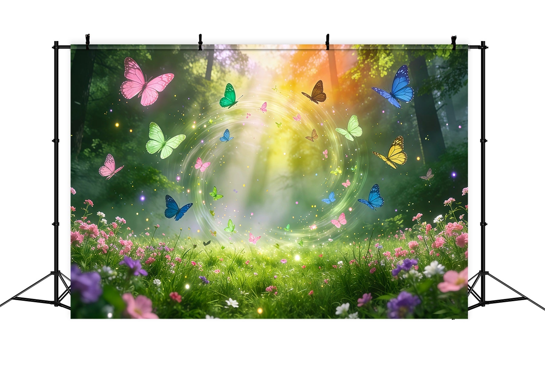 Enchanted Forest Backdrop Diy Colorful Butterfly Circle Magic Light Burst Forest Backdrop UK RR63-160