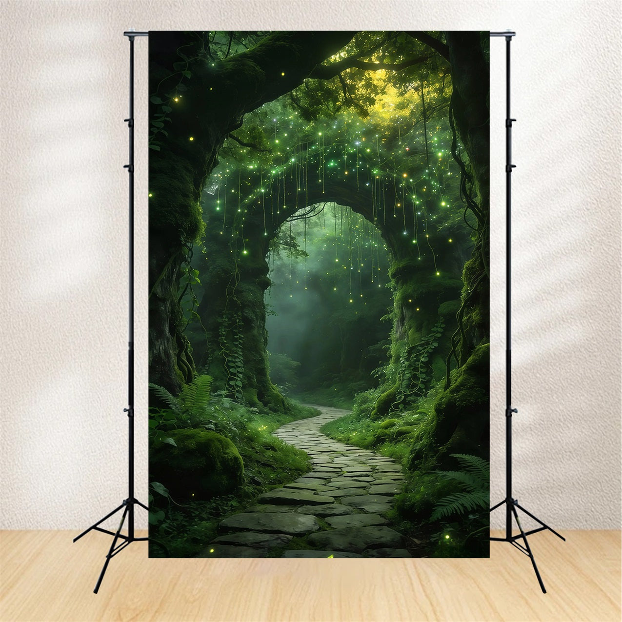 Forest Photo Booth Backdrop Glowing Vine Arch Enchanted Path Rainforest Backdrop UK RR63-170