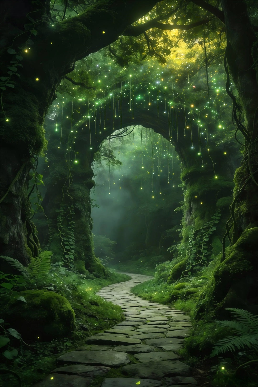 Forest Photo Booth Backdrop Glowing Vine Arch Enchanted Path Rainforest Backdrop UK RR63-170