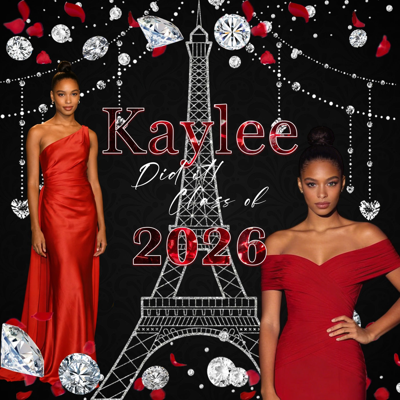 Graduation Party Backdrop Ideas Paris Tower Diamonds Customized Prom Backdrop UK RR63-18