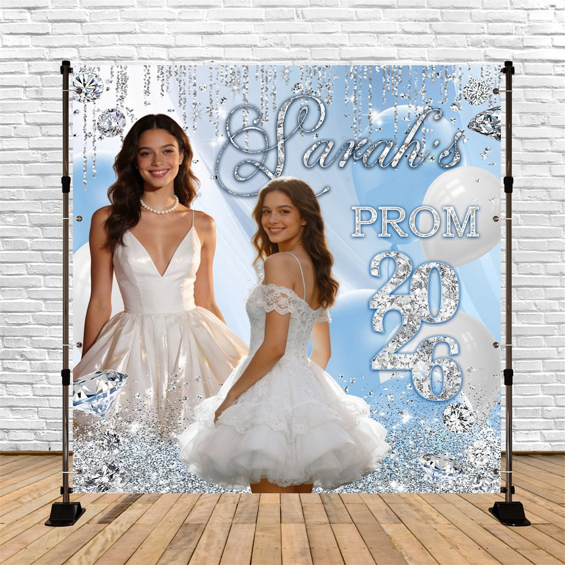 Prom Backdrop Blue Diamond Glitter Personalized Graduation Party Backdrop UK RR63-3