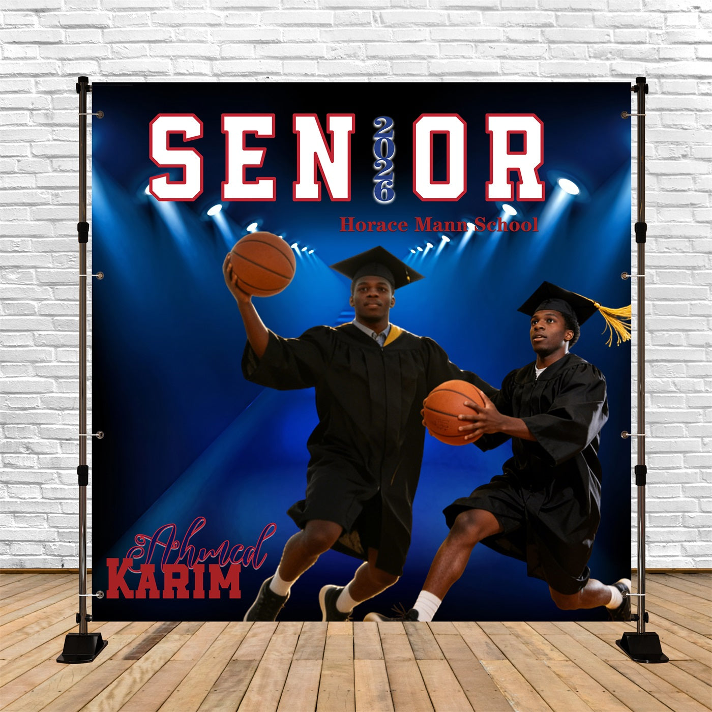Senior Graduation Backdrop Basketball Spotlight Sports Personalized Graduation Party Backdrop UK RR63-32