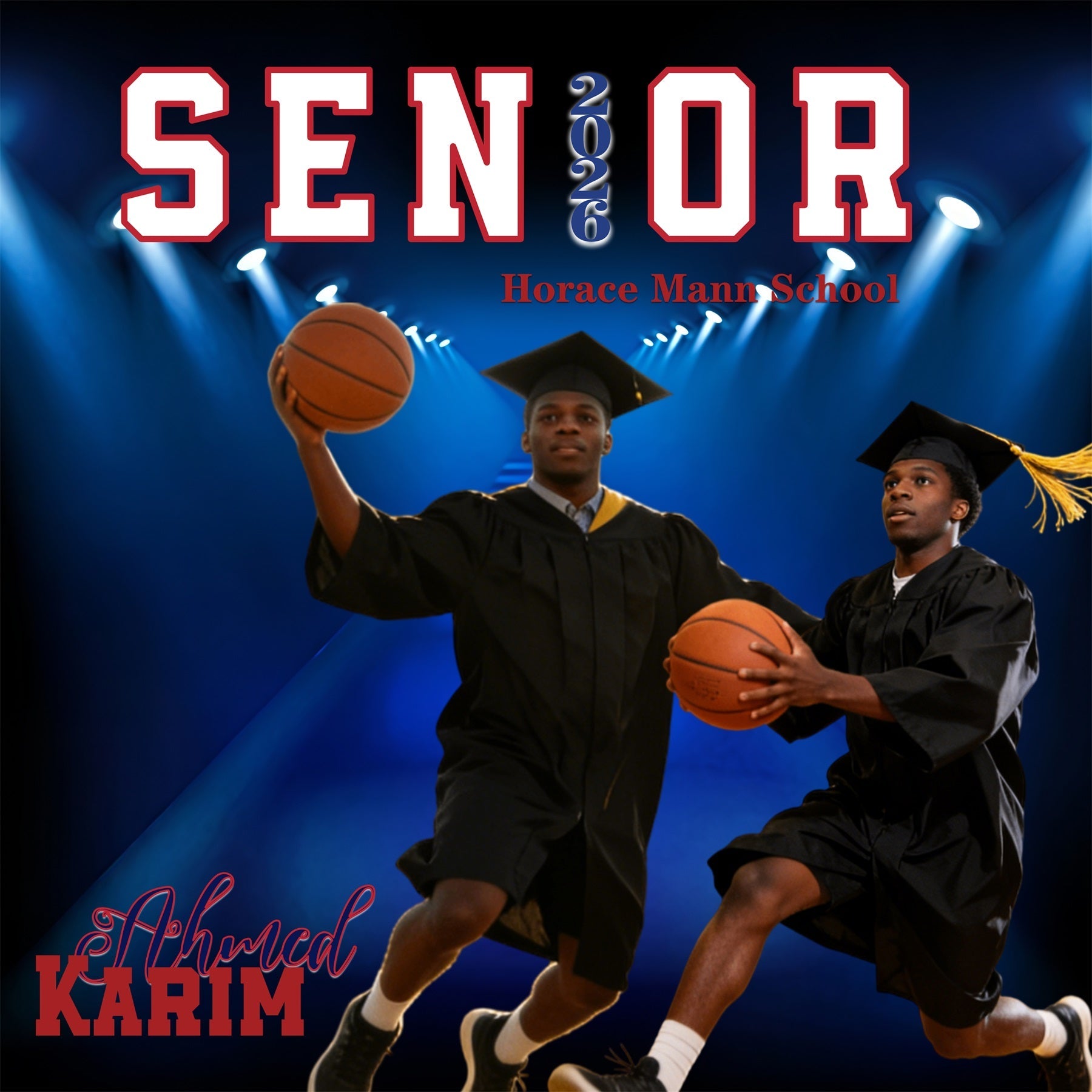 Senior Graduation Backdrop Basketball Spotlight Sports Personalized Graduation Party Backdrop UK RR63-32