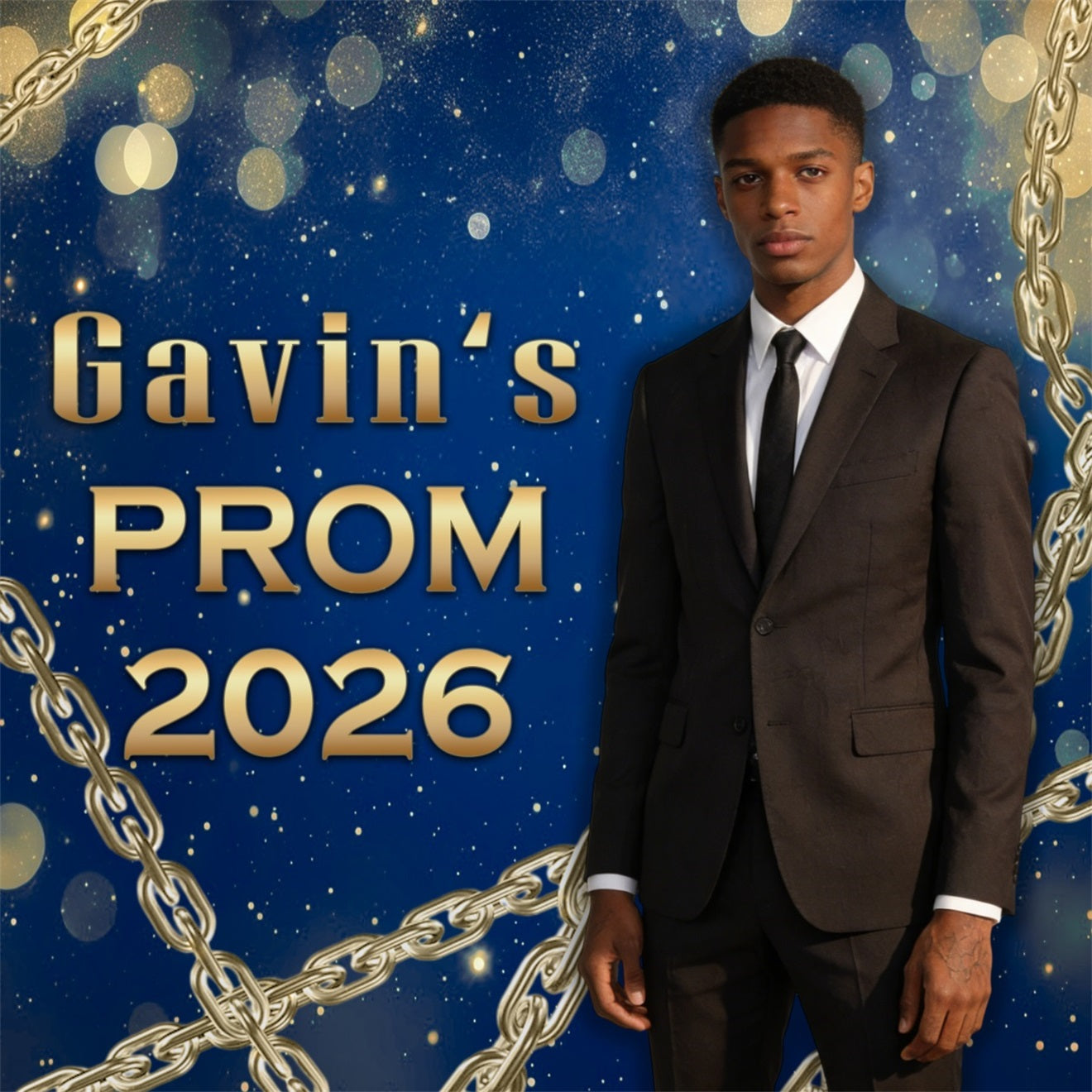 Custom Prom Backdrop Gold Chain Bokeh Galaxy Graduation Party Backdrops UK RR63-5