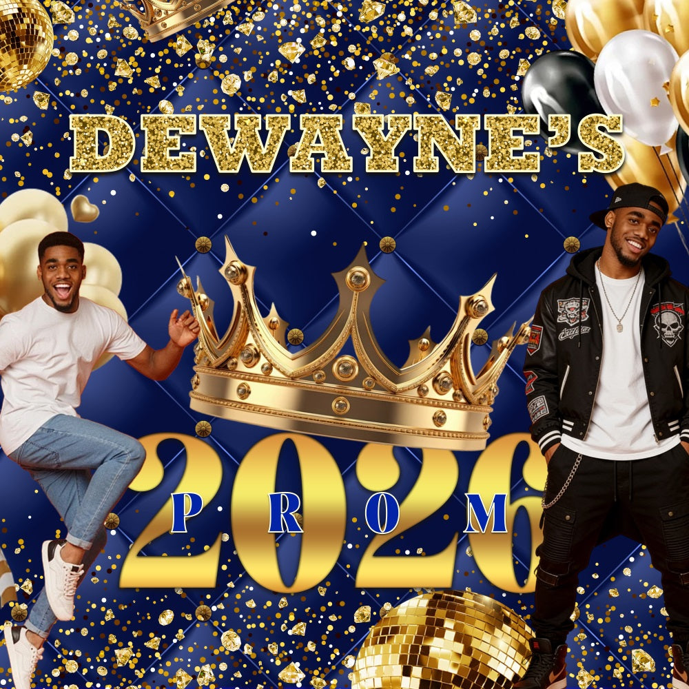 80s Prom Backdrop Gold Crown Disco Ball Custom Prom Backdrop UK RR63-65