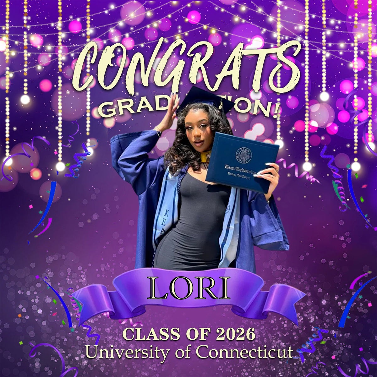 Purple Graduation Backdrop Ribbons Bokeh Crystal Beads Graduation Party Backdrop UK RR63-75