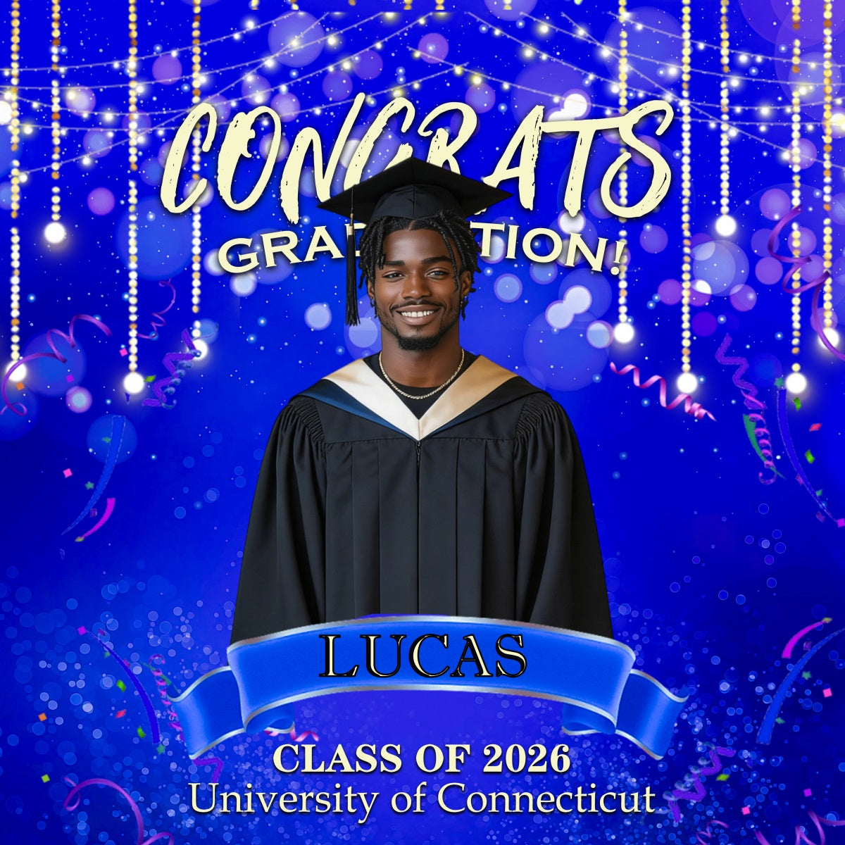 Graduation Backdrop Blue Crystal Beads Glitter Bokeh Backdrop For Graduation Party UK RR63-76