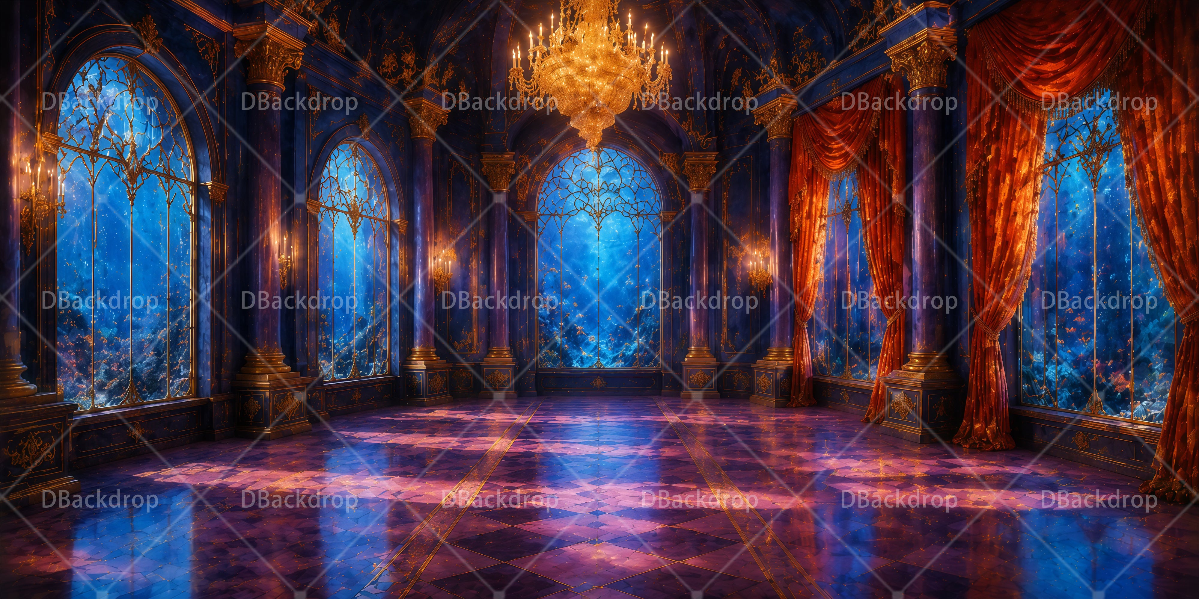 Ballroom Backdrop Grand Hall Scuba VBS Backdrop UK RR65-T11