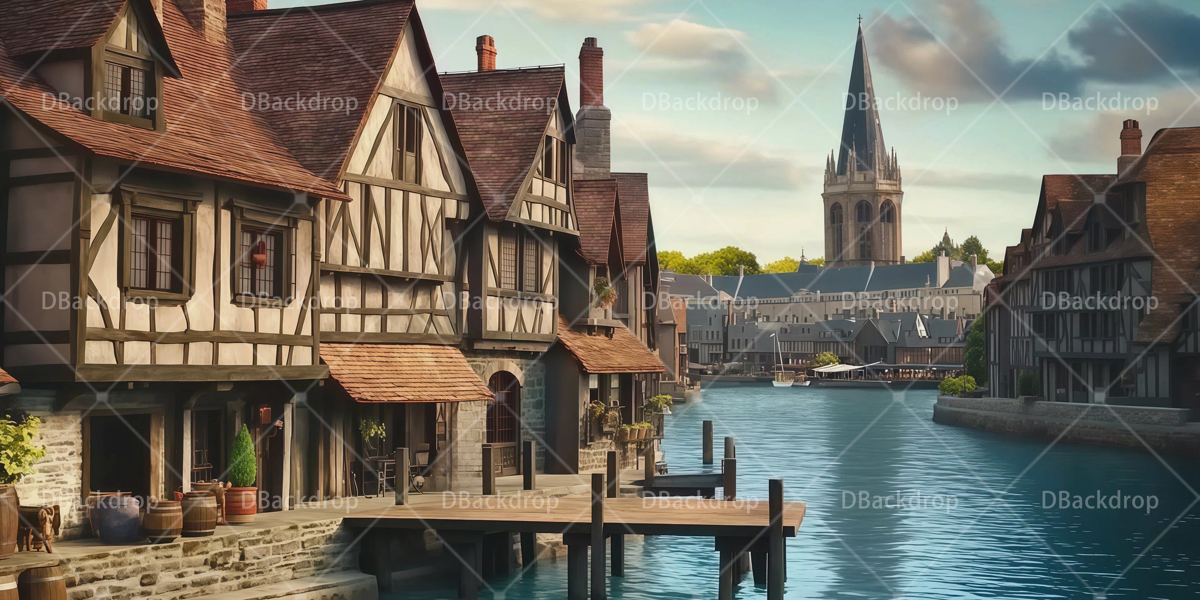 Movie Theater Backdrop European Canal Towns Performance Backdrop UK RR65-T125
