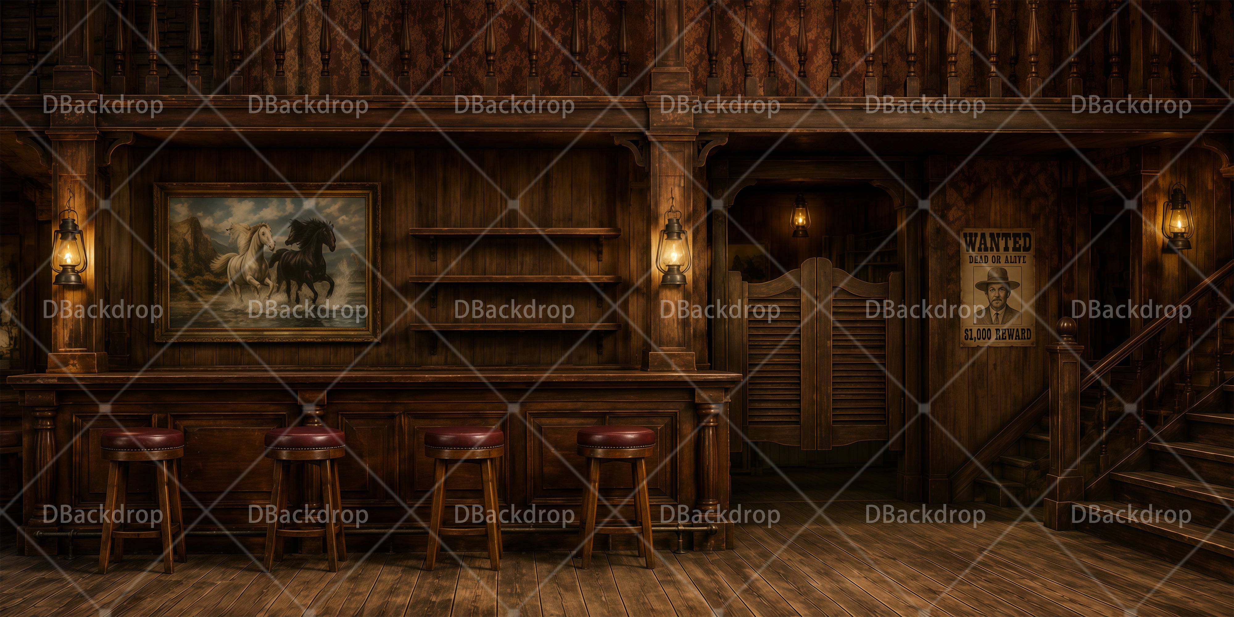 Saloon Backdrop Rustic Bar Interior VBS Backdrops UK RR65-T1