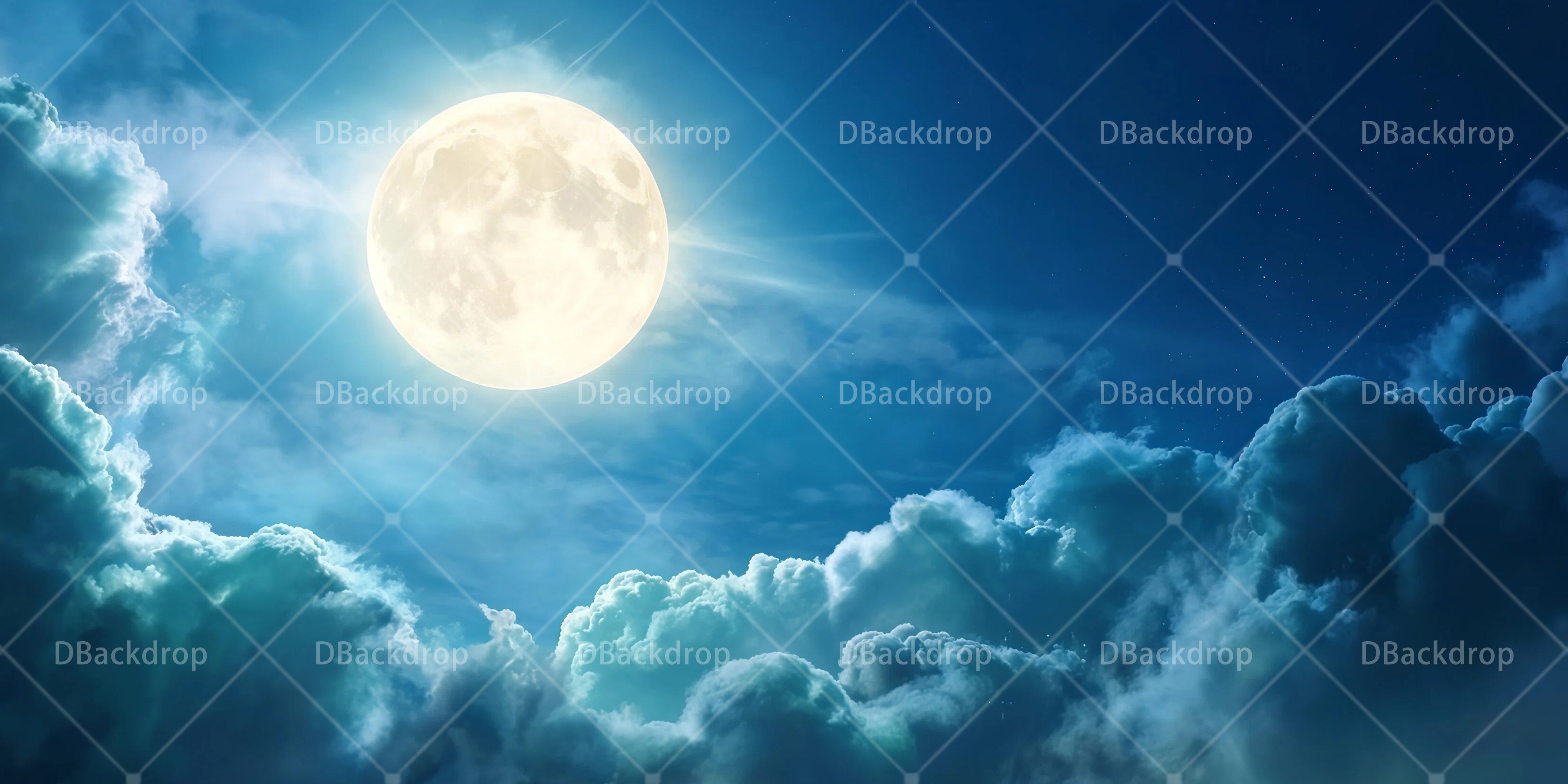 Professional Stage Backdrops Bright Full Moon Scenic Backdrops UK RR65-T64