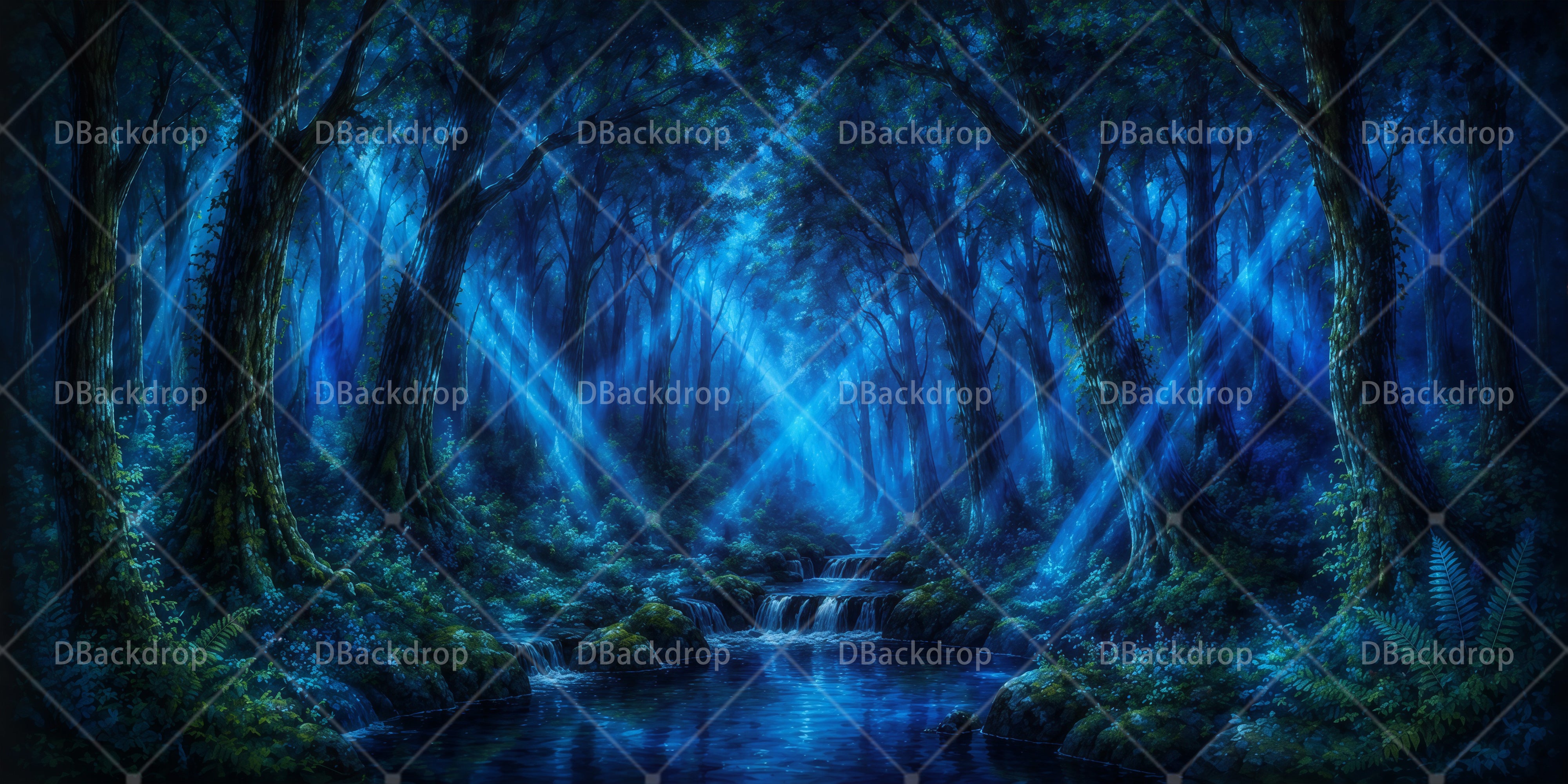 Forest Backdrop For Stage Moonlit Forest VBS Backdrop UK RR65-T6