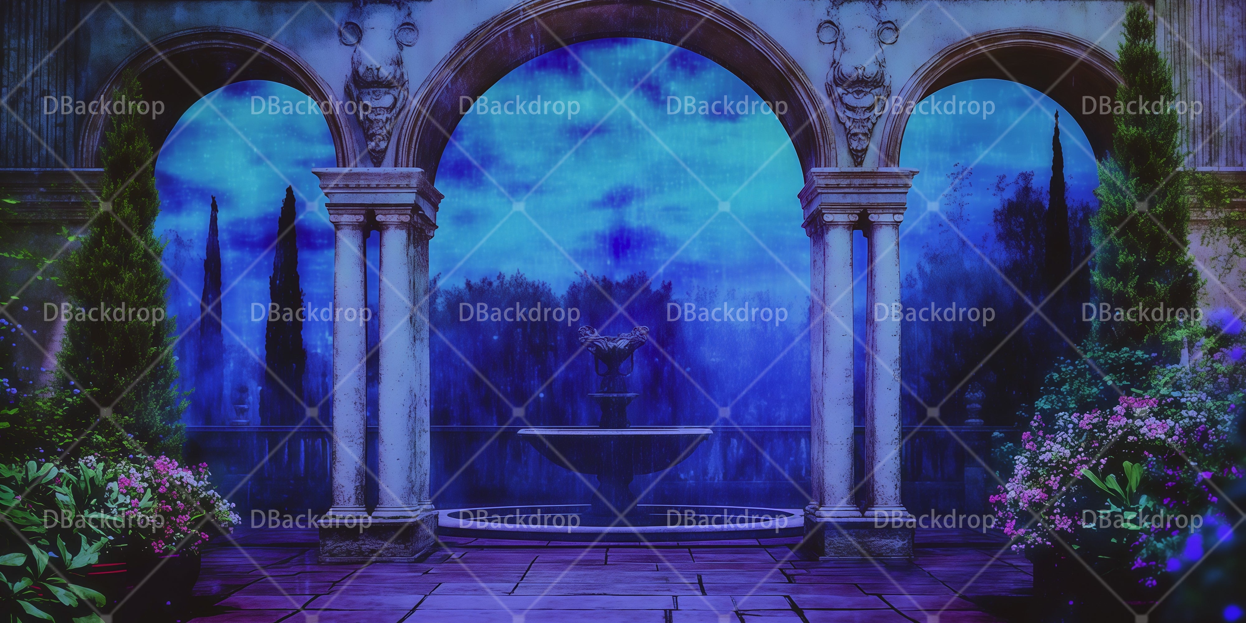 Theater Backdrops For Sale Night Palace Courtyard Stage UK Backdrop RR66-T11