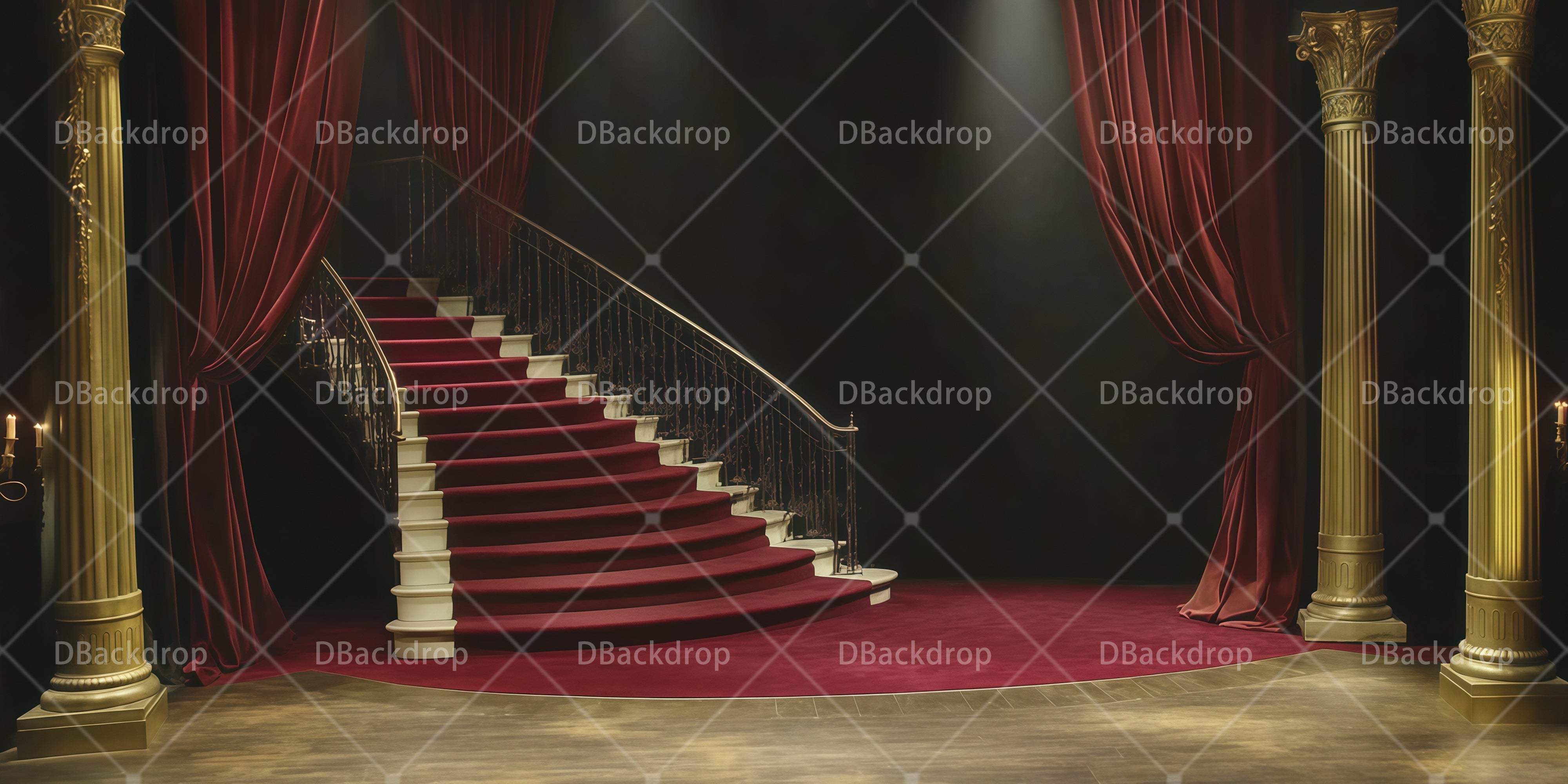 Stage Backdrop Red Carpet Staircase Cheap Theater UK Backdrops RR66-T50