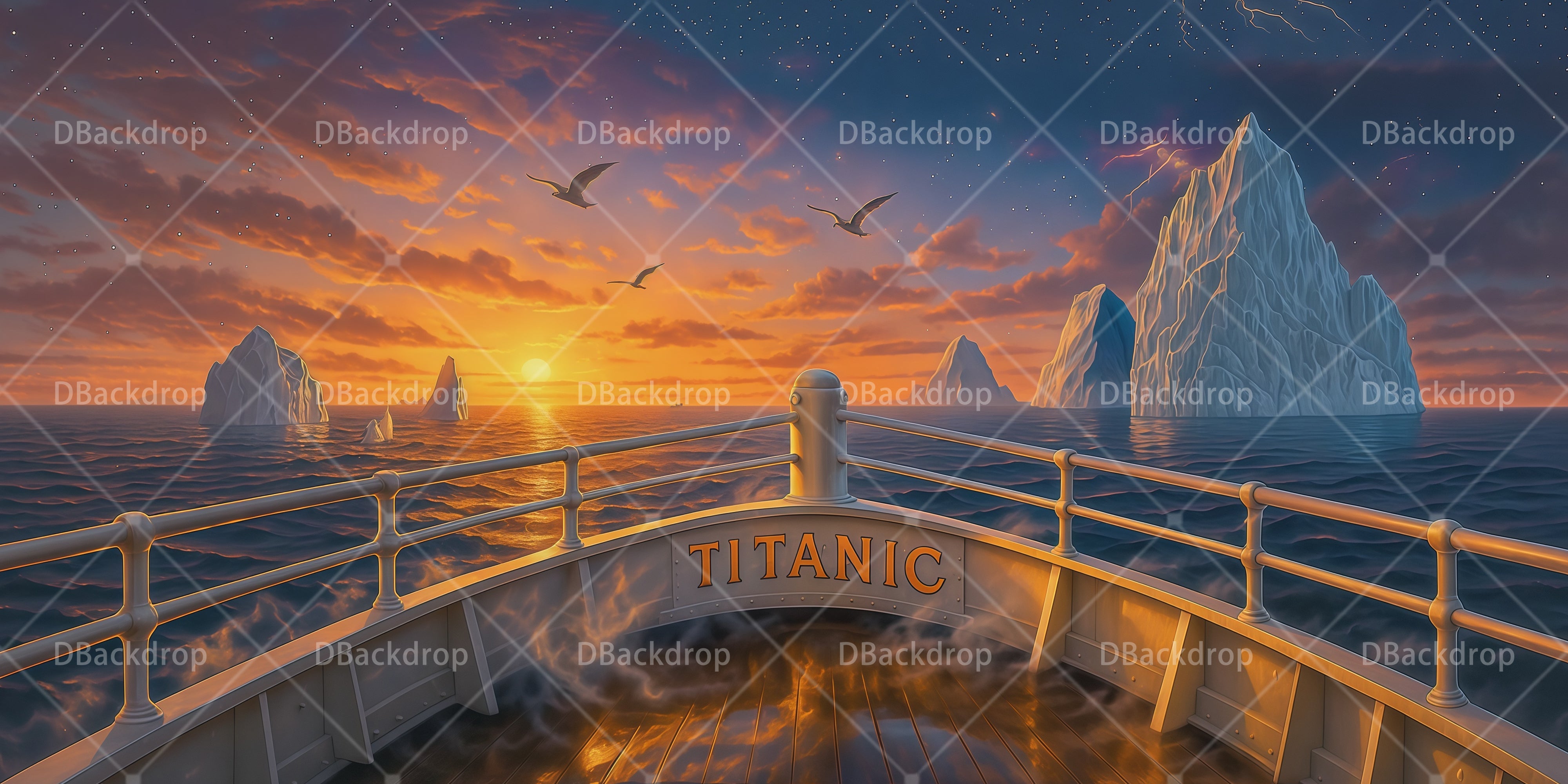 Stage Backdrops Titanic Sunset Deck Backdrop For Theater UK Play RR66-T61