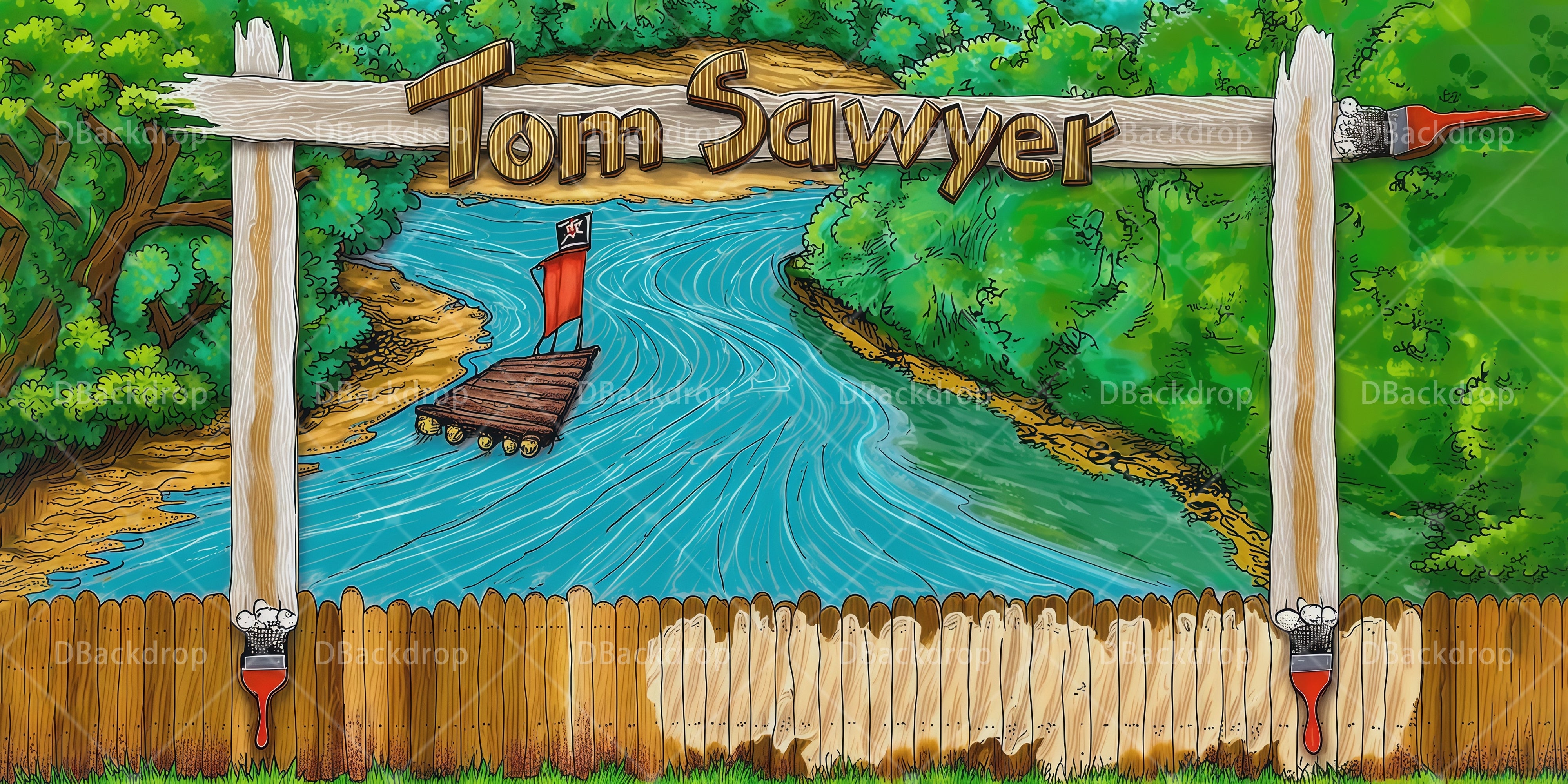 School Play Backdrops River Brush UK Fences Theater Stage Backdrop RR66-T71