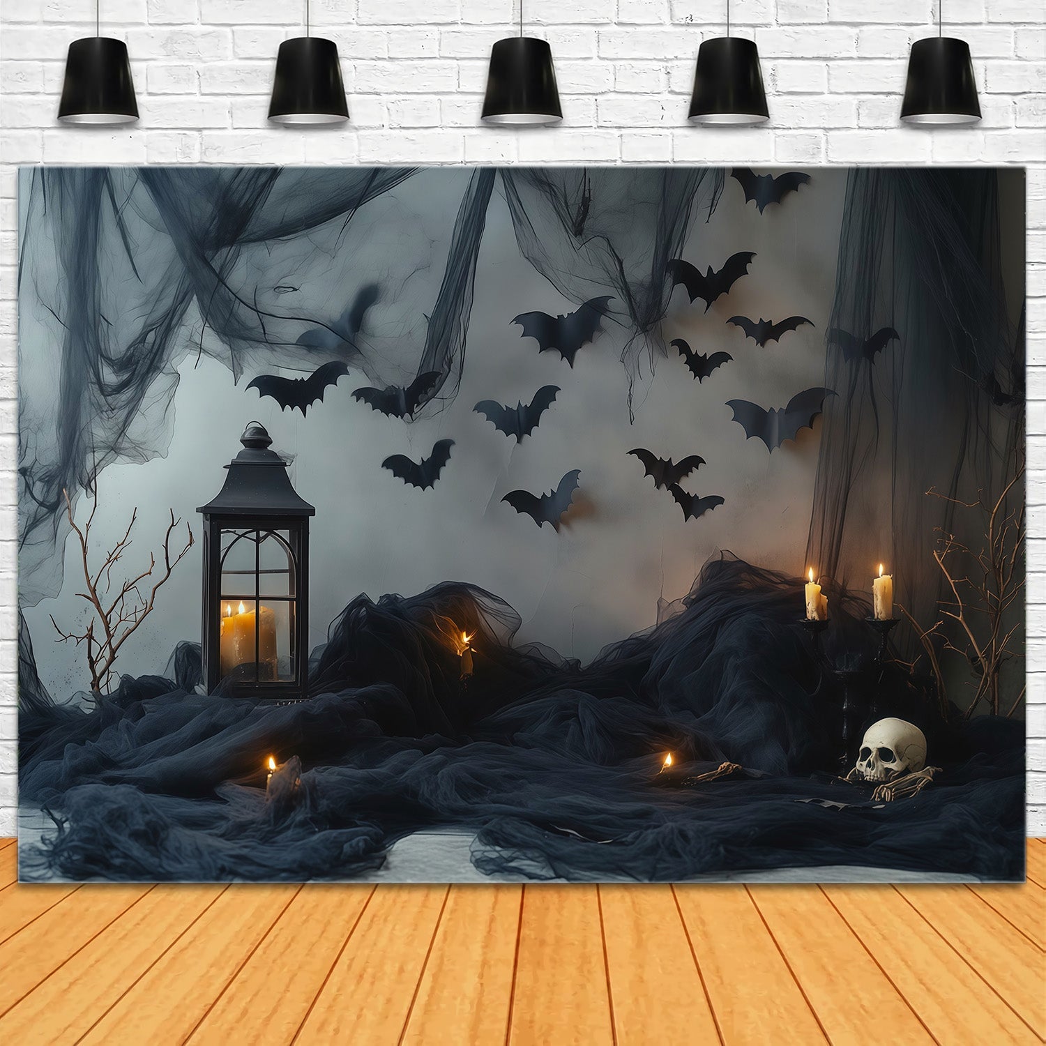 Halloween Backdrop Photos Dark Bat Candle Drapes DIY Halloween Photo Backdrop UK RR67-100