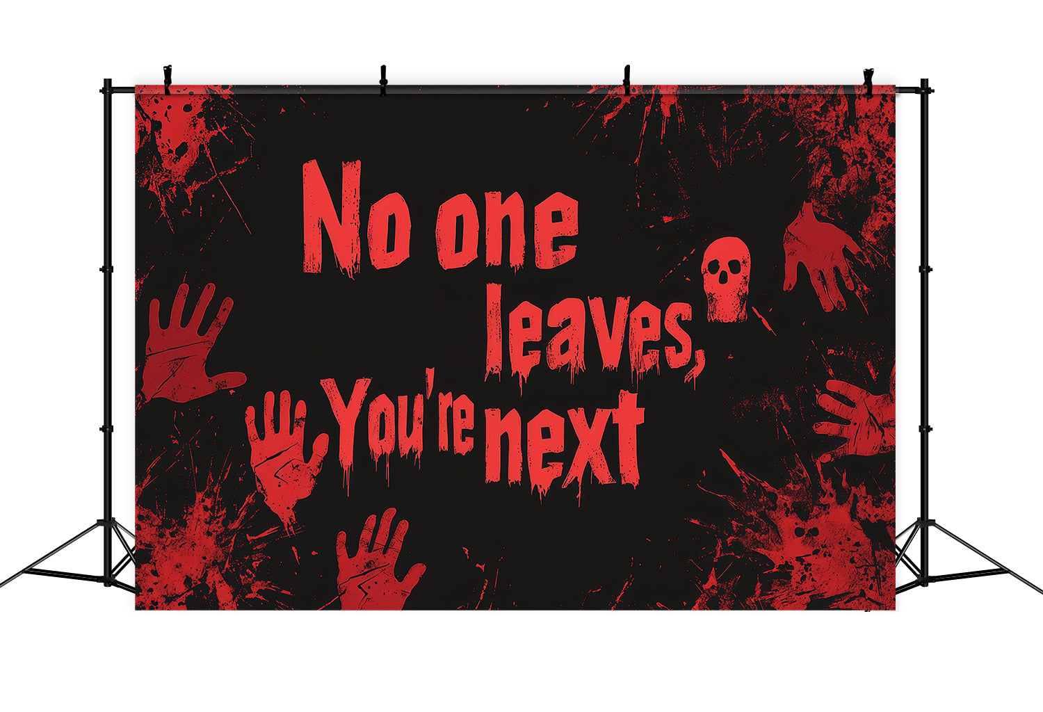 Halloween Bloody Backdrop Ghoic Warning Handprints Wall Halloween Backdrops UK RR67-102