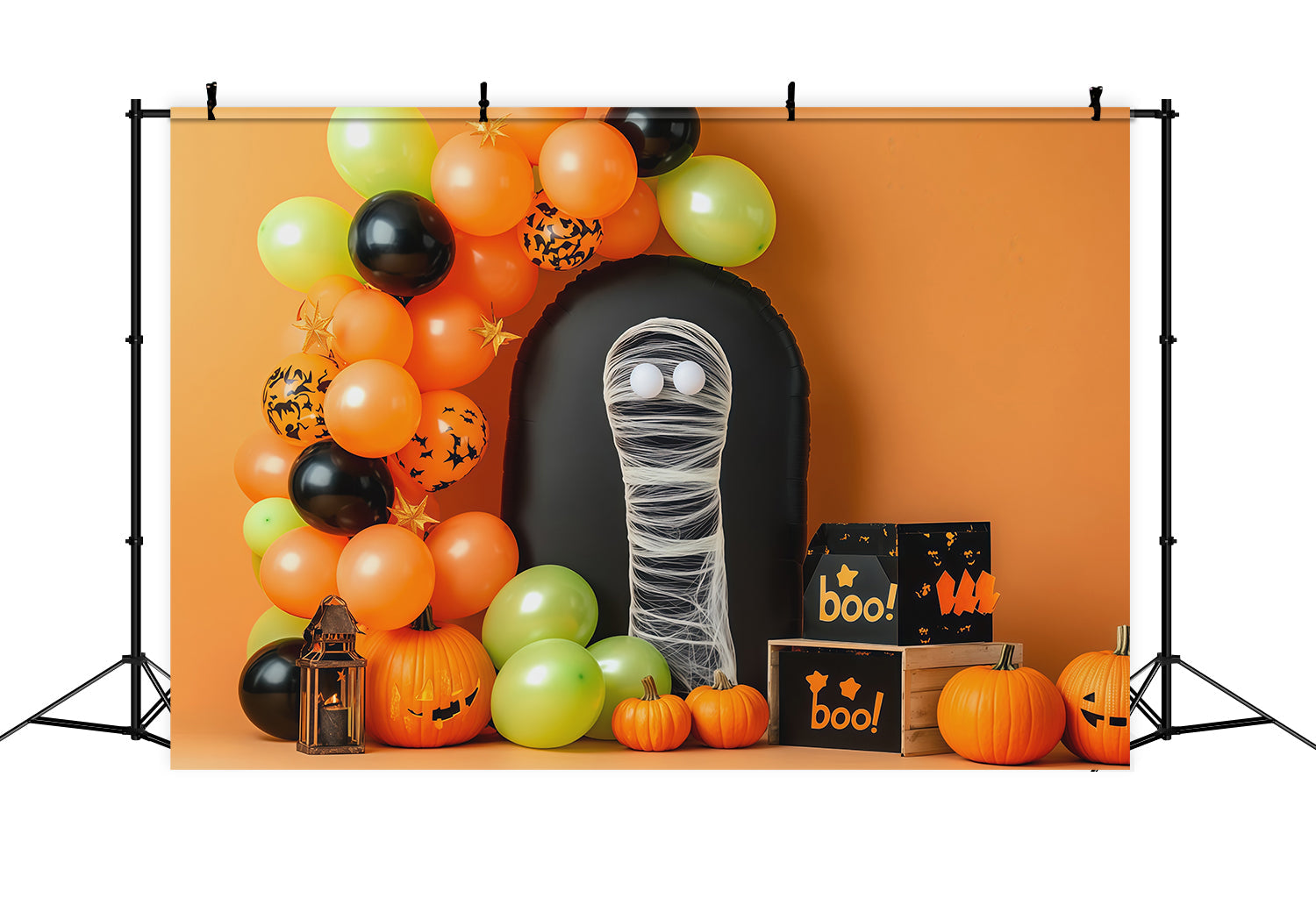 Halloween Picture Backdrops Mummy Balloon Pumpkin Party Halloween Birthday Backdrop UK RR67-126