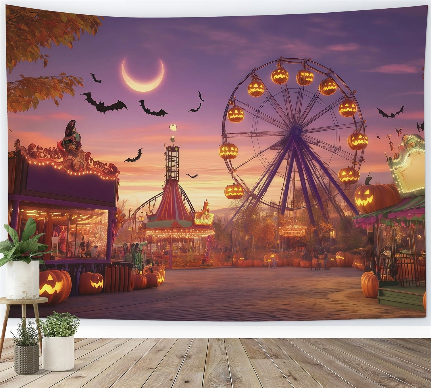 Halloween Carnival Backdrop Crescent Moon Pumpkin Diy Halloween Backdrop UK RR67-139