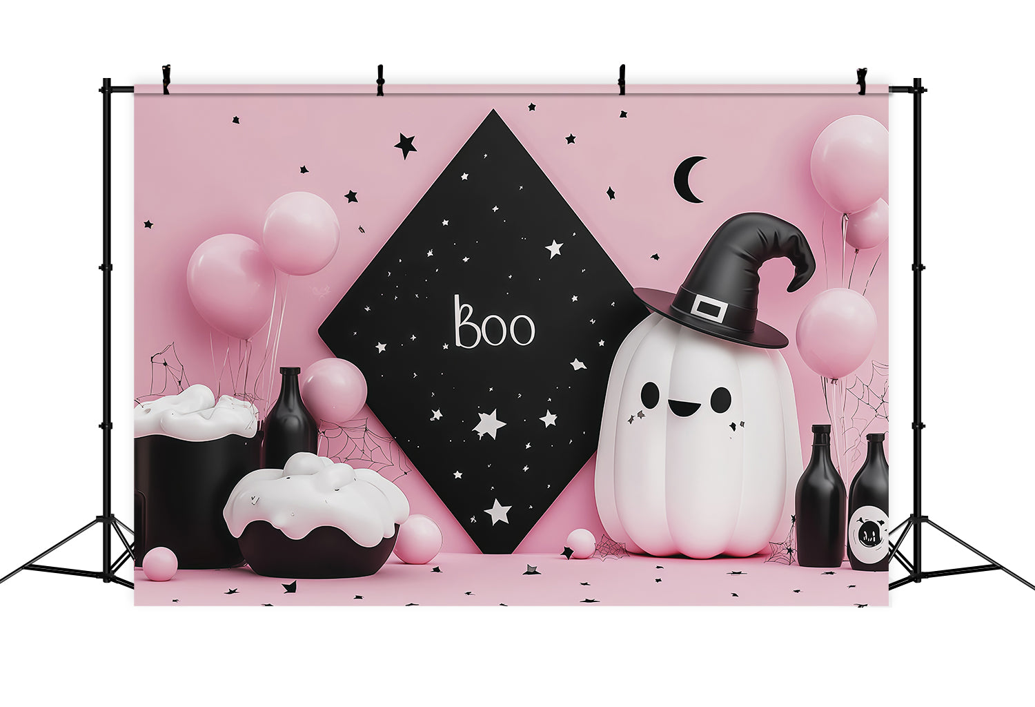 Cute Halloween Backdrops Pink Ghost Potion Party Halloween Backdrops Scene Setters UK RR67-155